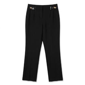 Sandro Paris Black Flared Women's EU 38 US 6 Pants Trousers Leather Trim Gold